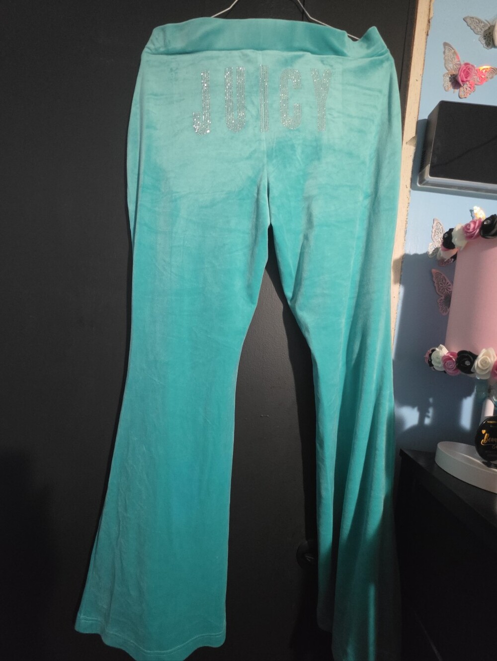 Juicy Couture Teal Velour Flare Pants